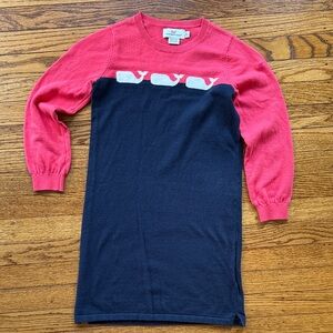 Vineyard Vines Pink & Navy Whale Knit Girls Dress